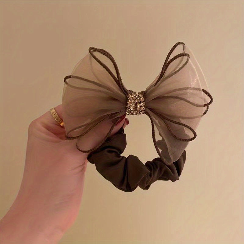 Organza Rhinestone Hair Ring Elastic Head Rope Hair Accessories