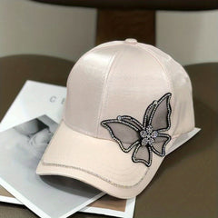 Rhinestone Butterfly Patch Baseball Cap Solid Dad Hat Casual Sun Hats For Women