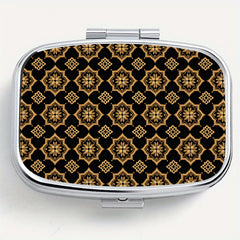 Retro Pattern Printed Medicine Box with Two Compartments