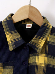 Boys Plaid Collar Shirt Long Sleeve Tops For Kids