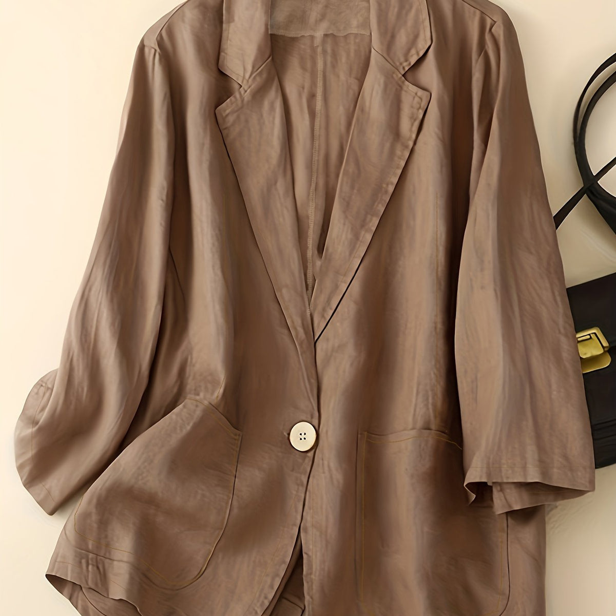  Solid Workwear Blazer with Pockets