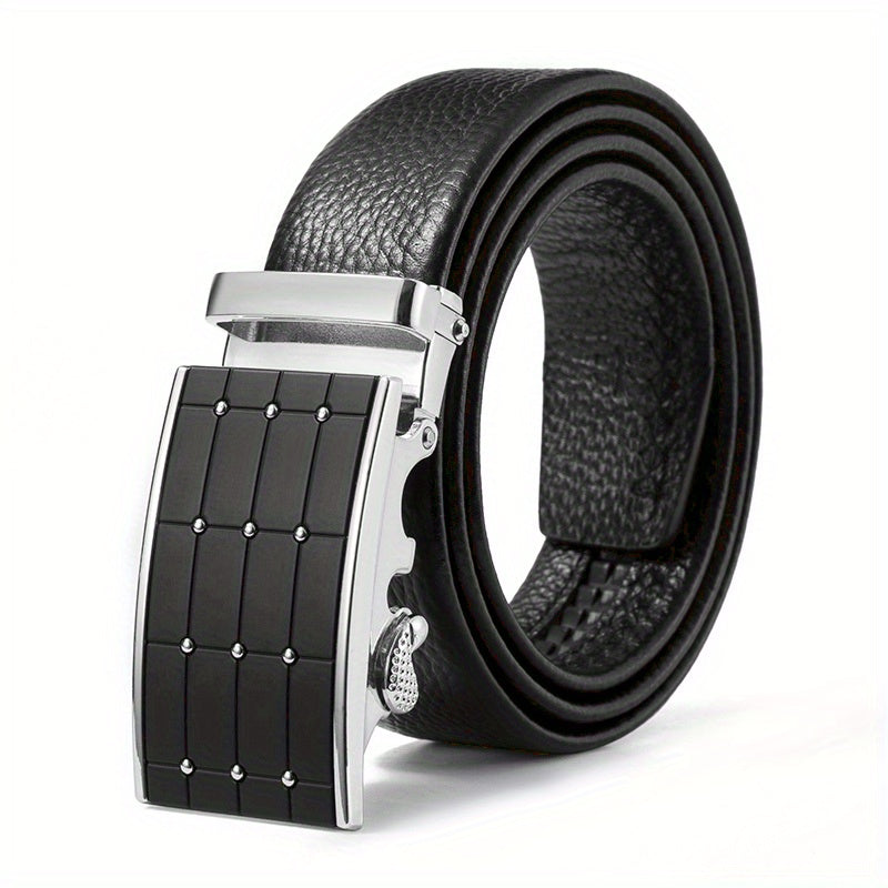 Men's Automatic Buckle Belt Leather Business Casual Pants