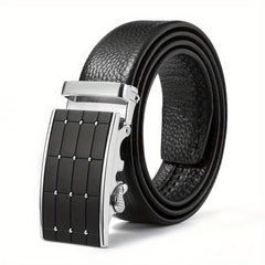 Men's Automatic Buckle Belt Leather Business Casual Pants