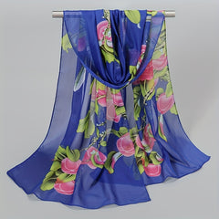 Floral Print Chiffon Scarf Bohemia Thin Shawl Windproof Head Wrap