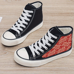 Merry Christmas Plush Lined Chunky Canvas Sneakers