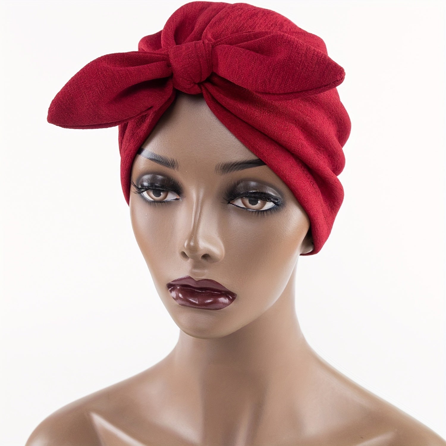 Bow Knotted Turban Cap Solid Head Wrap Hijab Head Scarf Stylish Bandana