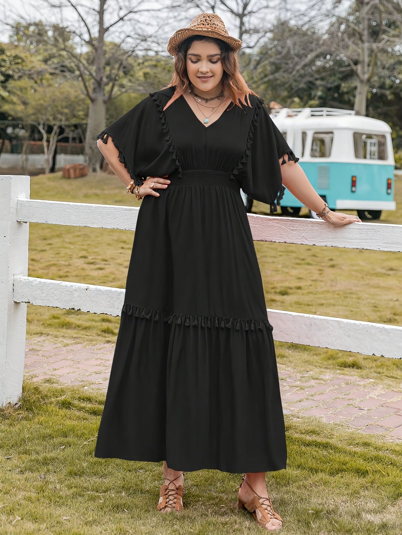  Solid Short Sleeve Maxi Dress
