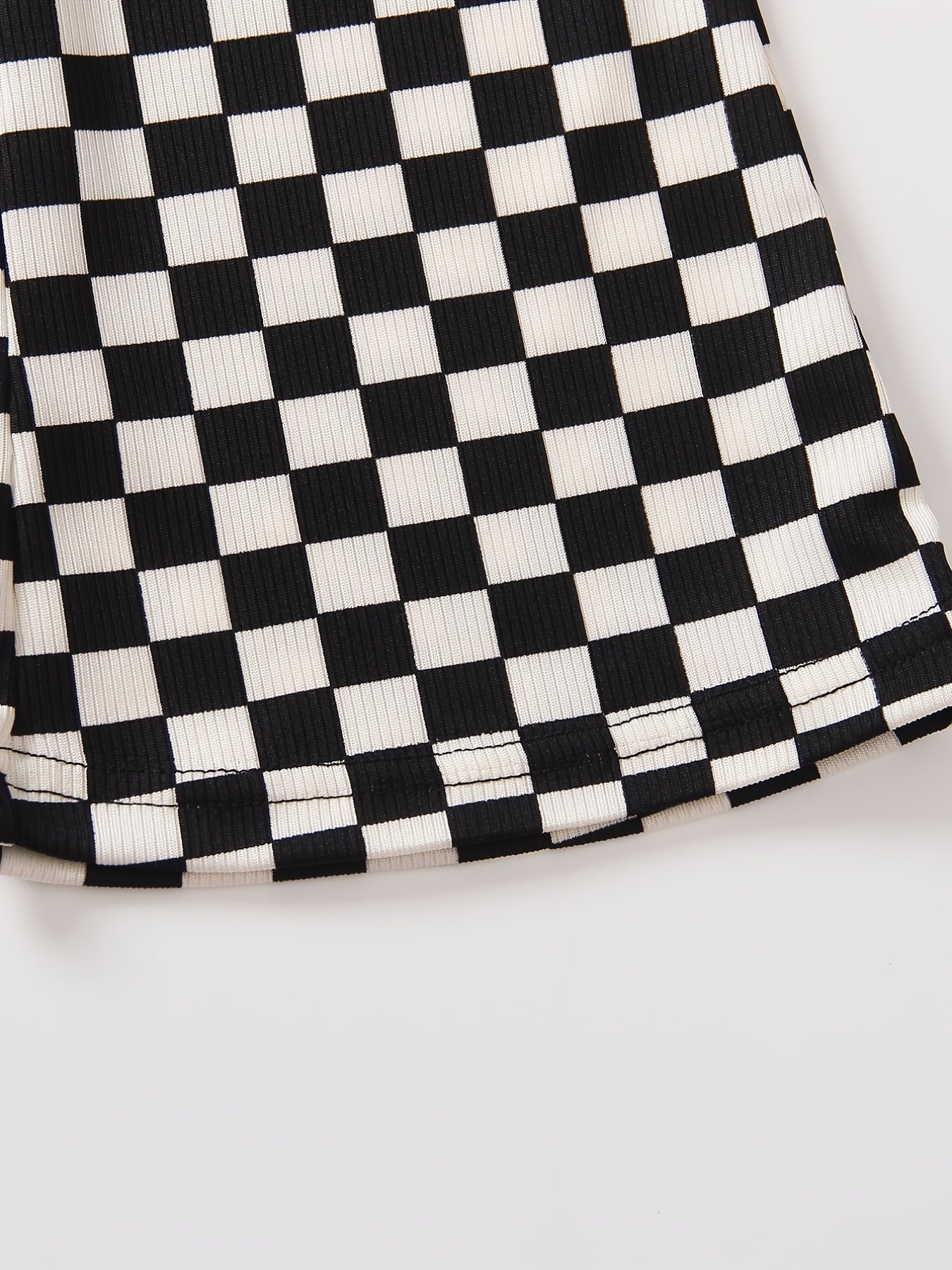 Girls Checkerboard Print Flare Leg Pants High Elastic Waist Long Trousers