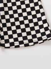Girls Checkerboard Print Flare Leg Pants High Elastic Waist Long Trousers