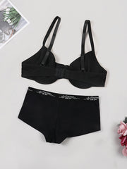Push Up Bra & Letter Print Panties Set