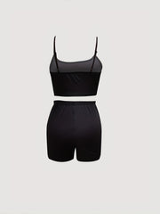 Sexy Slim 3pc Set Crop Cami Top Shorts Floral Print Mesh Dress Outfit
