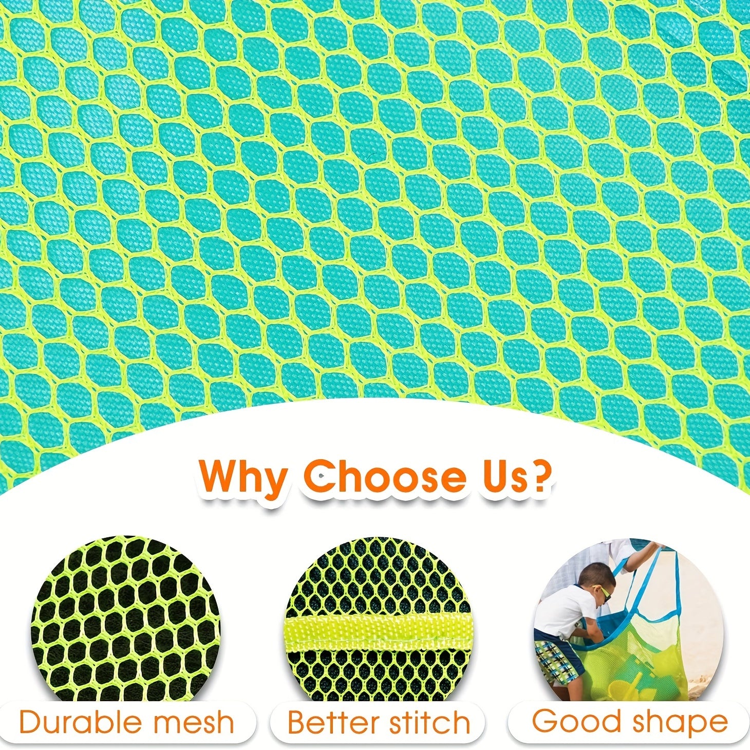 Kids Beach Toy Mesh Bag Seashell Tote for Shells & Toys
