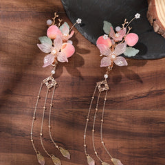 Chinese Style Hair Clip Tassel Peach Blossom Decor Duck Bill Clip Costume Access