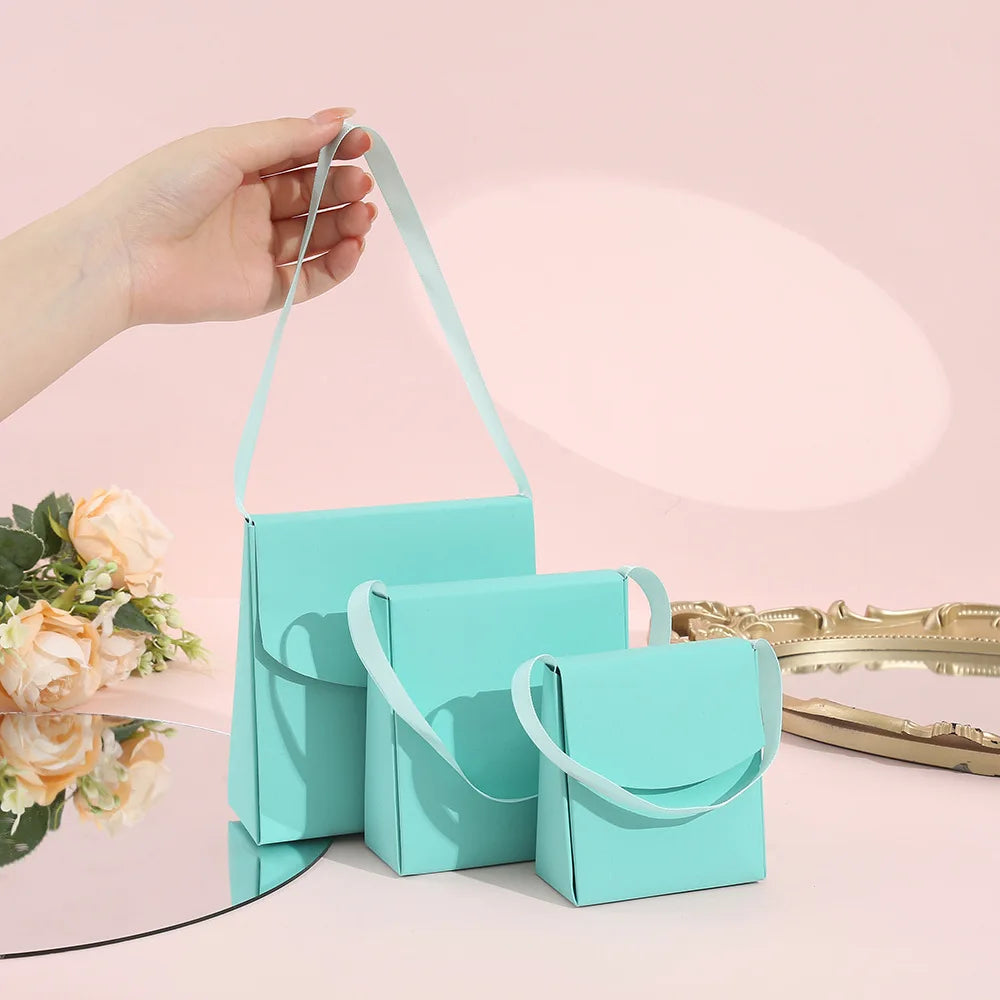 12pcs Folding Cardboard Bags for Wrapping Wedding Christmas Gift Tote Paper