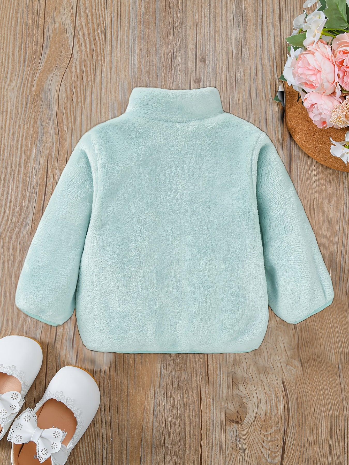 Baby Girls Fleece Thermal Jacket Zip up Collar Outerwear