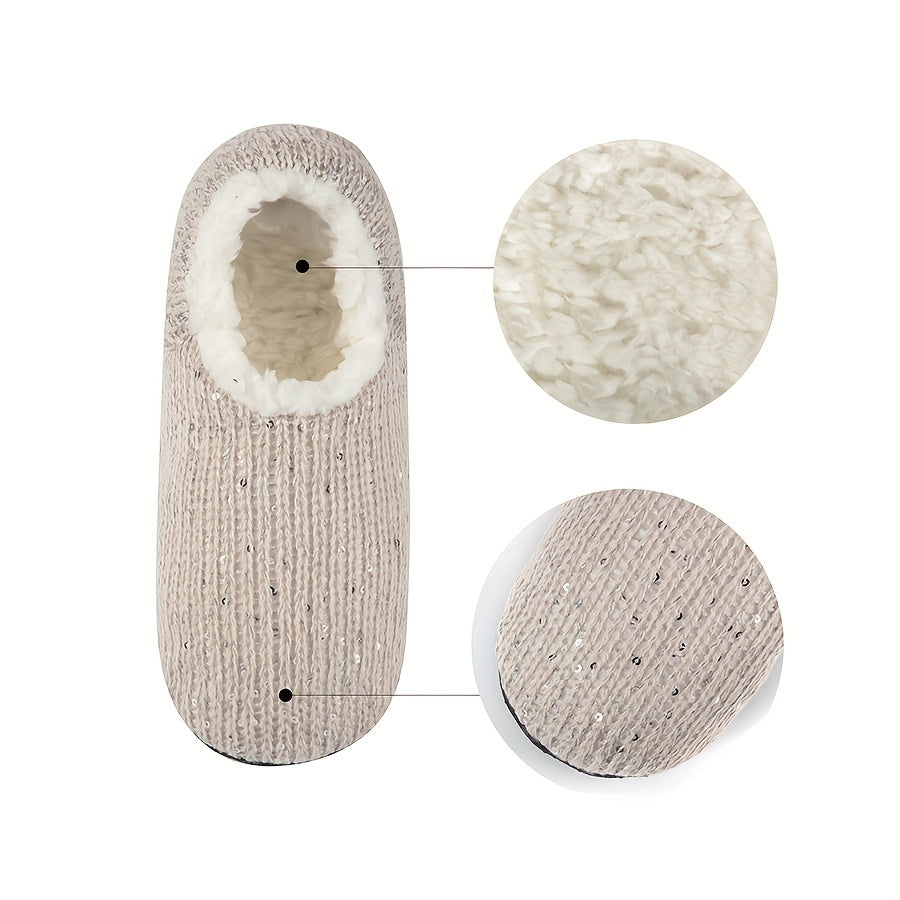 2 Pairs Plush Lined Floor Socks Soft & Warm Women's Stockings