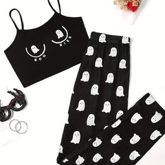  Ghost Print Pajamas Set for Women