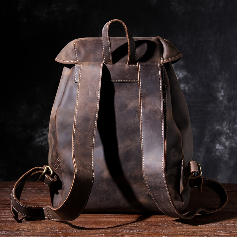 Vintage Men's Leather Backpack Classic Paratroopers Bag 39