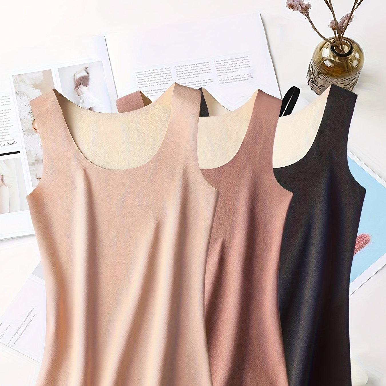 3 Seamless Thermal Tops Sleeveless Base Top Women's Lingerie