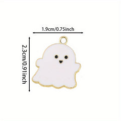 10pcs Cartoon Ghost Charms Alloy Drip Oil Pendant for DIY Jewelry