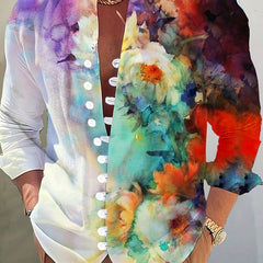 Ink Painting Style Pattern Men's Long Sleeve Shirt