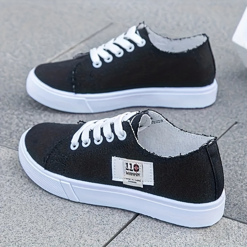 Flat Casual Canvas Sneakers Wear-Resistant Low-Cut Lace-Up Shoes