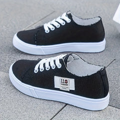 Flat Casual Canvas Sneakers Wear-Resistant Low-Cut Lace-Up Shoes