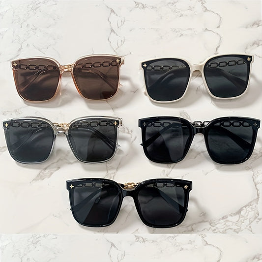 Girl Sunglasses Large Frame Chain Temple Sunglasses