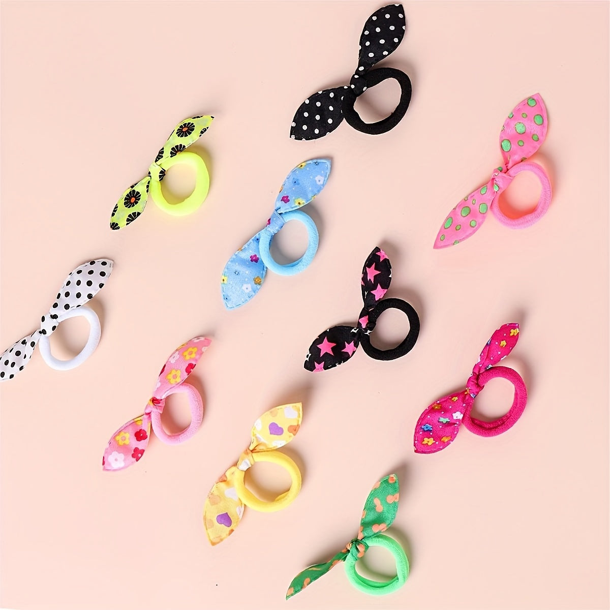 10PCS Kids Bow Hair Rope Girls Head Rope Random
