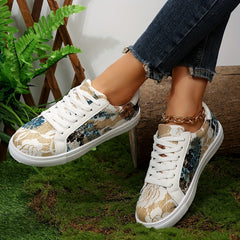 Floral Graphic Lace-Up Sneakers for Women
