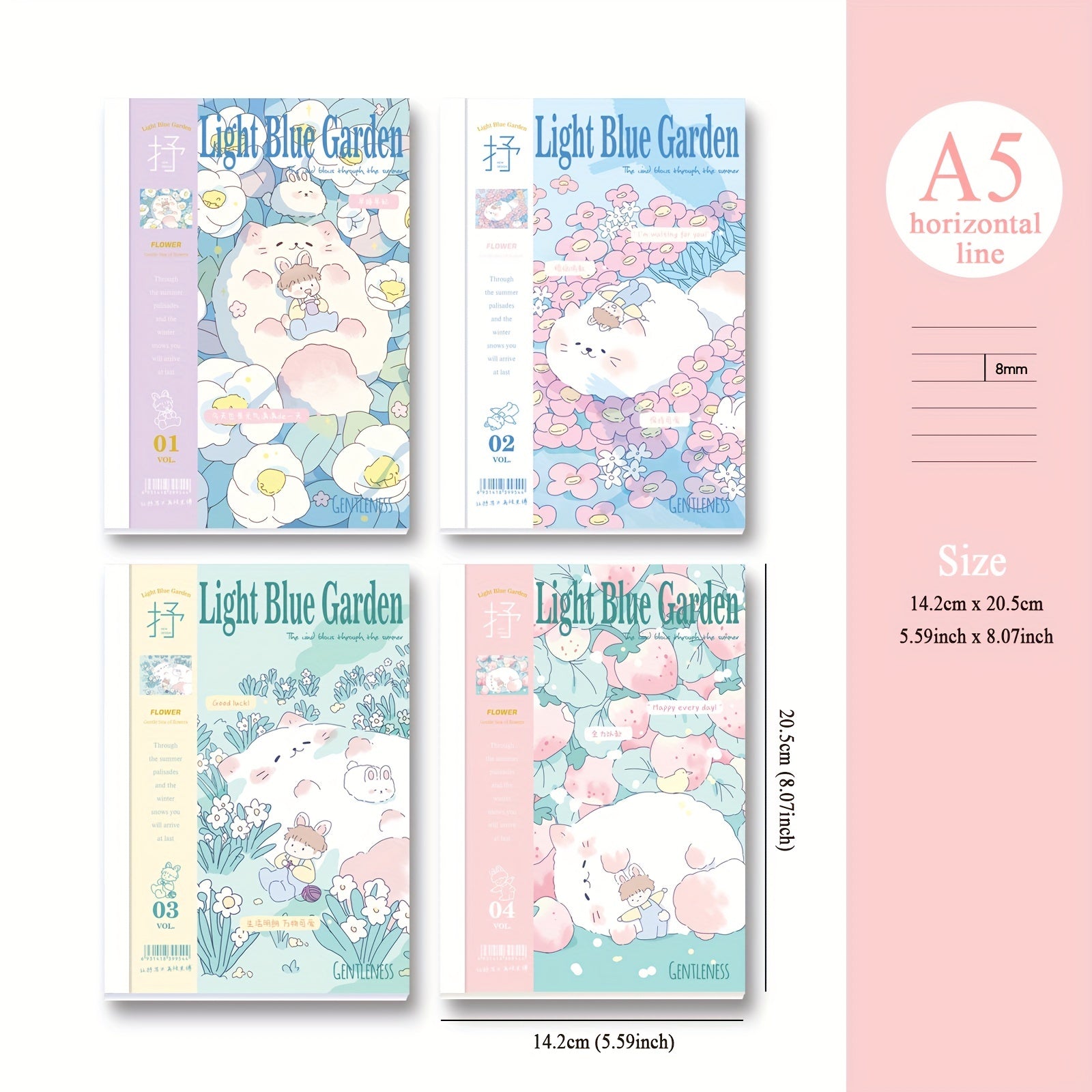 Cartoon Notebook 4 Books A5 36 Sheets Tearable Pages