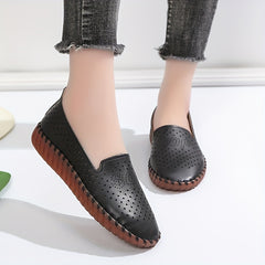 Women's Hollow Out Flat Shoes Faux Leather Slip On Lightweight & Breathable