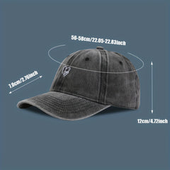 Double Heart Embroidery Baseball Cap Washed Distressed Dad Hats
