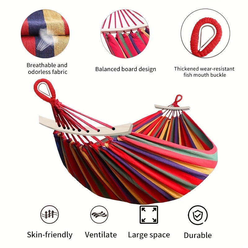 Portable Canvas Hammock with Anti Roll Balance Beam and Storage Bag
