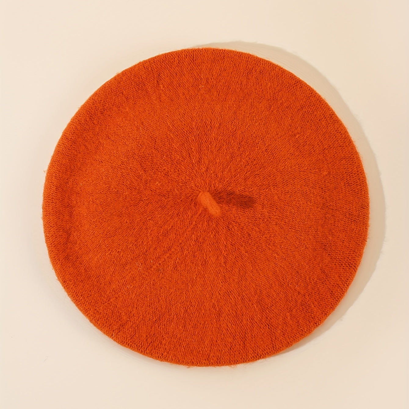 Orange Beads Flower Beret Cap Women Warm Elastic Berets Beanie