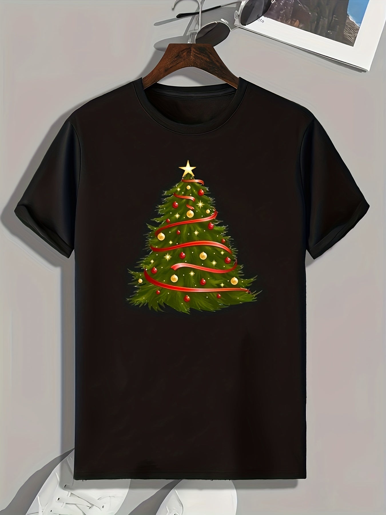 Christmas Tree Print Men's Graphic T-shirt Casual Tee
