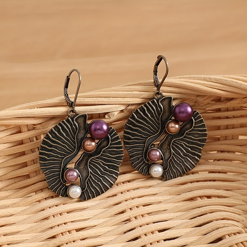Exaggerated Shell Fan Earrings with Faux Pearls