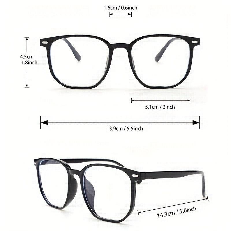 Square Clear Lens Glasses For Men Women Anti Light Rivet Decor Glasses