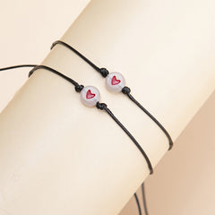 Luminous Beaded Bracelet Set with Heart Pattern for Couples