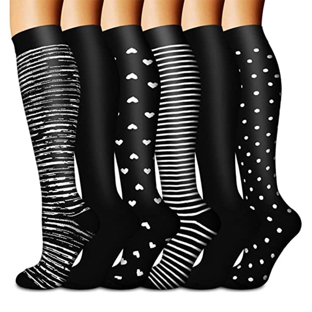 6 Pairs Copper Compression Socks 15-20mmHg Graduated Compression
