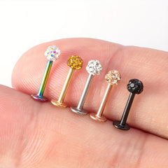 8mm Crystal Stud Lip Ring Rhinestones Cartilage Piercing Body Jewelry