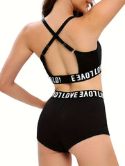 Letter Tape Bra & Panties Lingerie Set