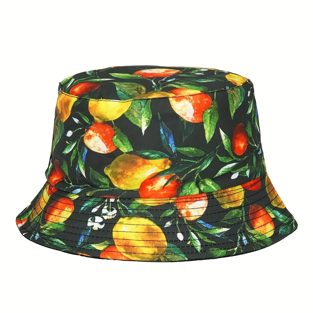 Plant Fruit Print Fisherman's Hat Double Sided Sun Hat