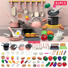 Girls Cooking Kitchen Toy Set with Realistic Kitchenware