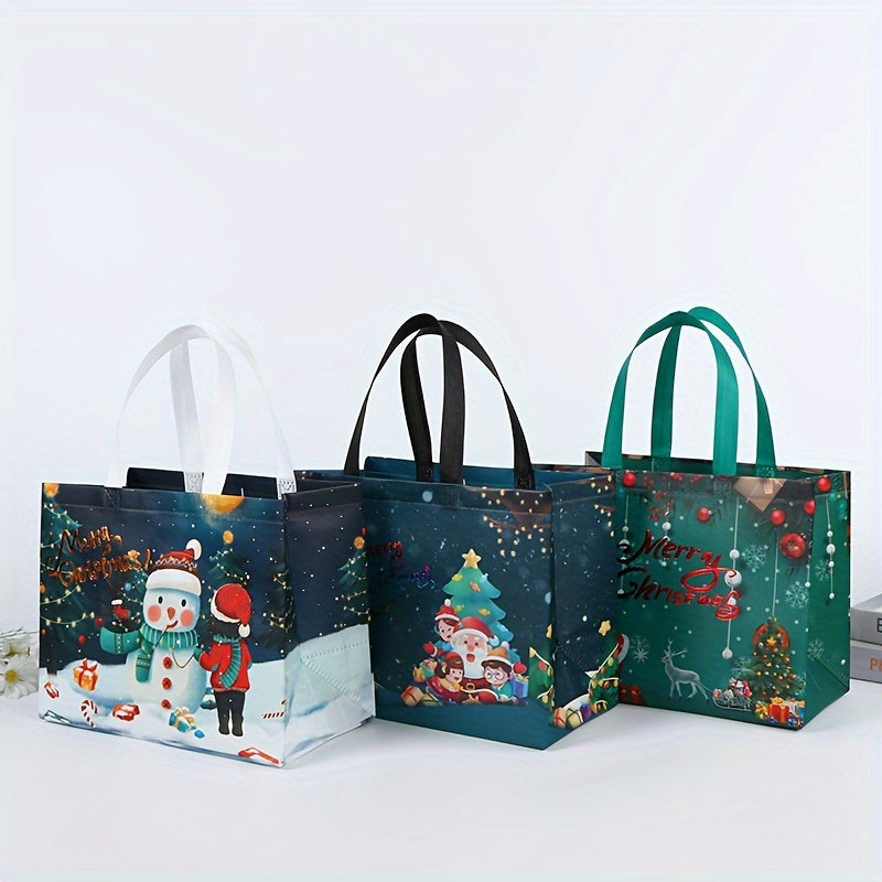 6pcs Christmas Gift Bags Reusable Tote Bags Festive Non-Woven Grocery