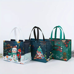 6pcs Christmas Gift Bags Reusable Tote Bags Festive Non-Woven Grocery