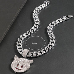Cat Head Pendant Cuban Chain Necklace