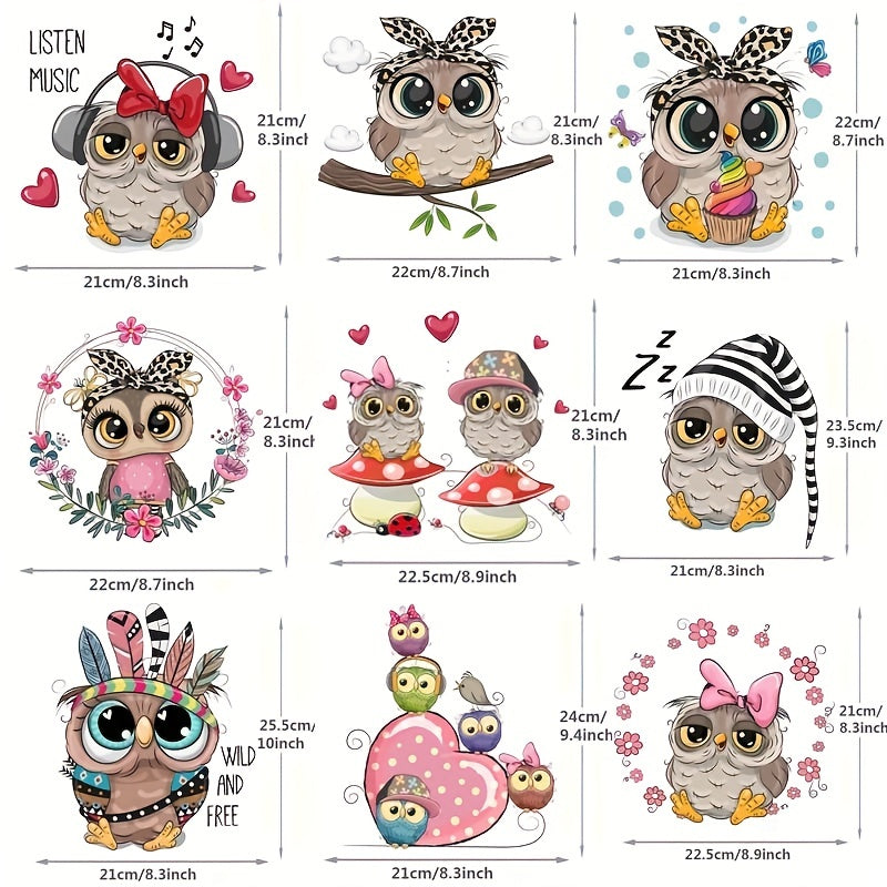 1pc Owl Animal Iron On Patches for DIY Heat Transfer Clothes TShirt