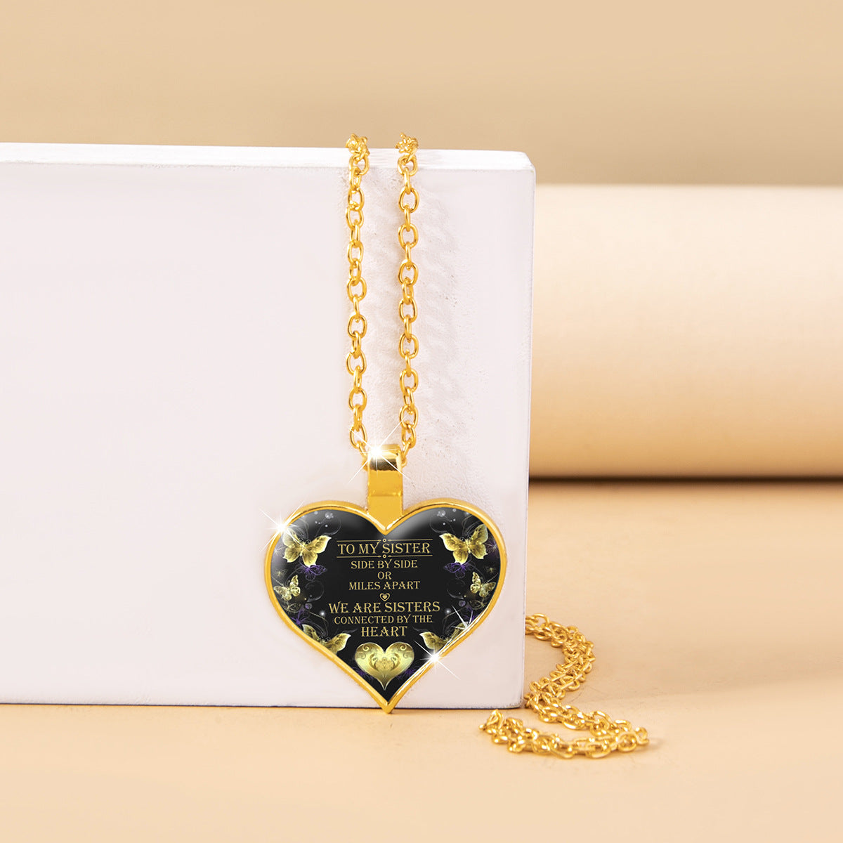 Peach Heart Necklace Your Love Will Not Stop Women Jewelry
