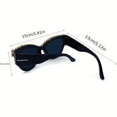 Y2K Rhinestone Cat Eye Sunglasses For Women Men Large UV400